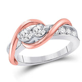 14kt Two-tone Gold Round Diamond 2-stone Bridal Wedding Engagement Ring 3/4 Cttw