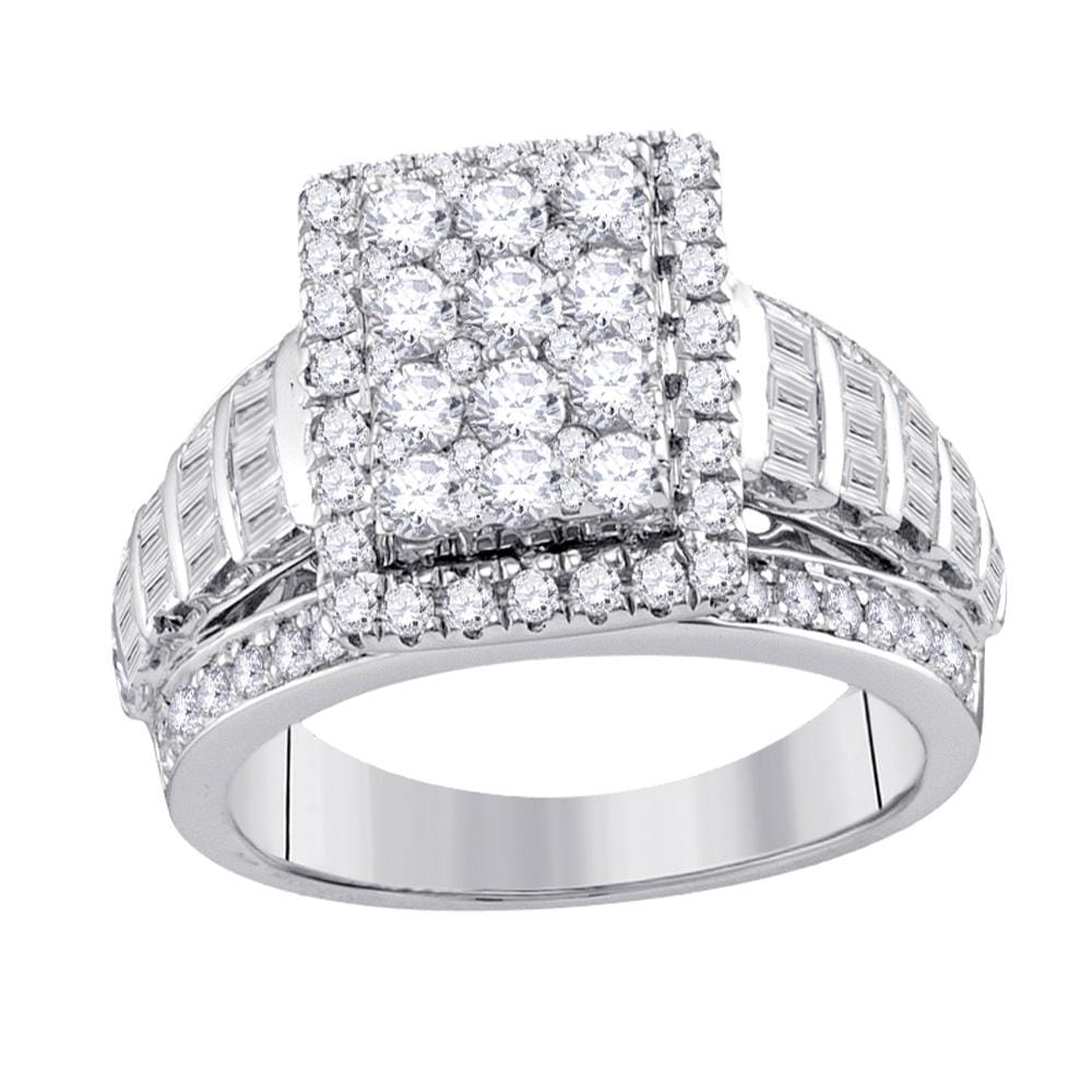 10kt White Gold Round Diamond Cluster Bridal Wedding Engagement Ring 2 Cttw