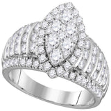 10kt White Gold Womens Round Diamond Oval Cluster Ring 1-/8 Cttw