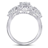 10kt White Gold Womens Round Diamond Square Halo Cluster Ring 1-1/4 Cttw