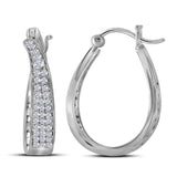 10kt White Gold Womens Round Diamond Hoop Earrings 1/2 Cttw