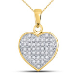 10kt Yellow Gold Womens Round Diamond Heart Cluster Pendant 1/10 Cttw