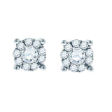 14kt White Gold Womens Round Diamond Halo Earrings 1 Cttw