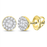 10kt Yellow Gold Womens Princess Round Diamond Cluster Earrings 1/6 Cttw