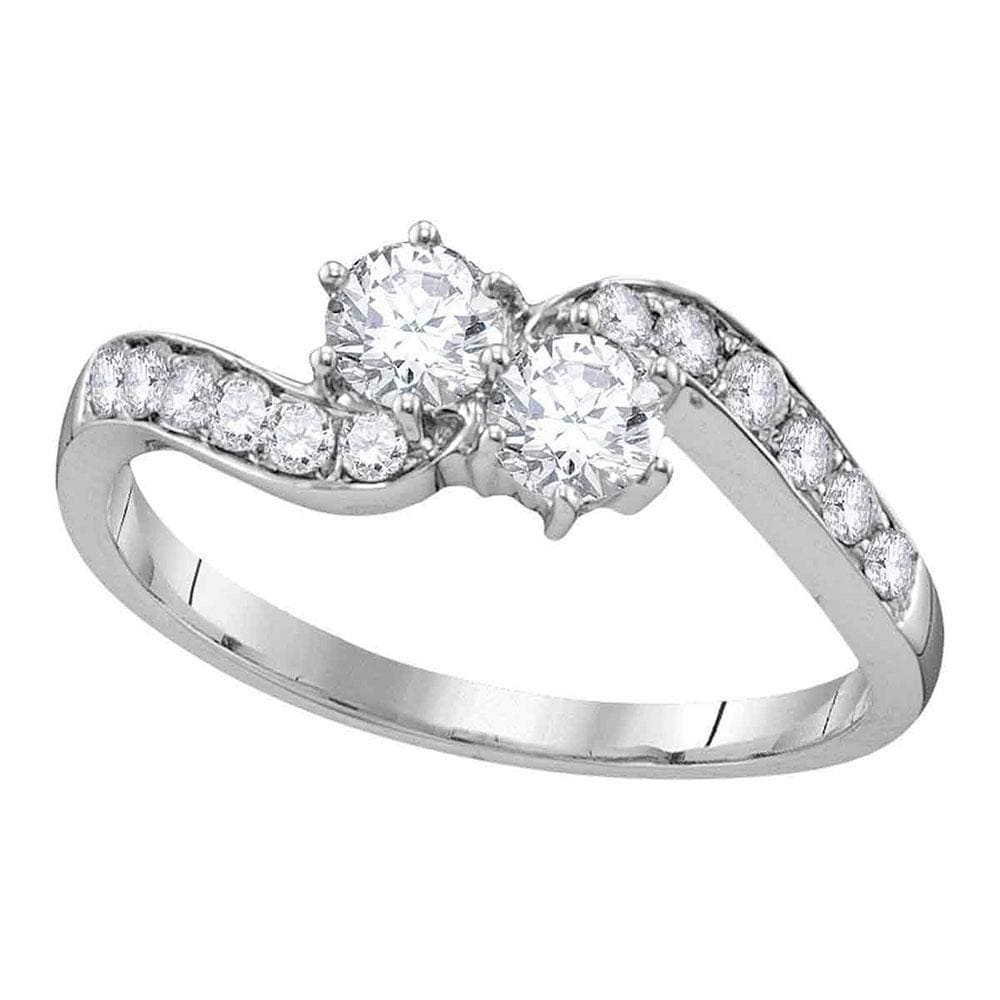 10kt White Gold Round Diamond 2-stone Bridal Wedding Engagement Ring 5/8 Cttw