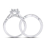 14kt White Gold Princess Diamond Twist Bridal Wedding Ring Band Set 1 Cttw