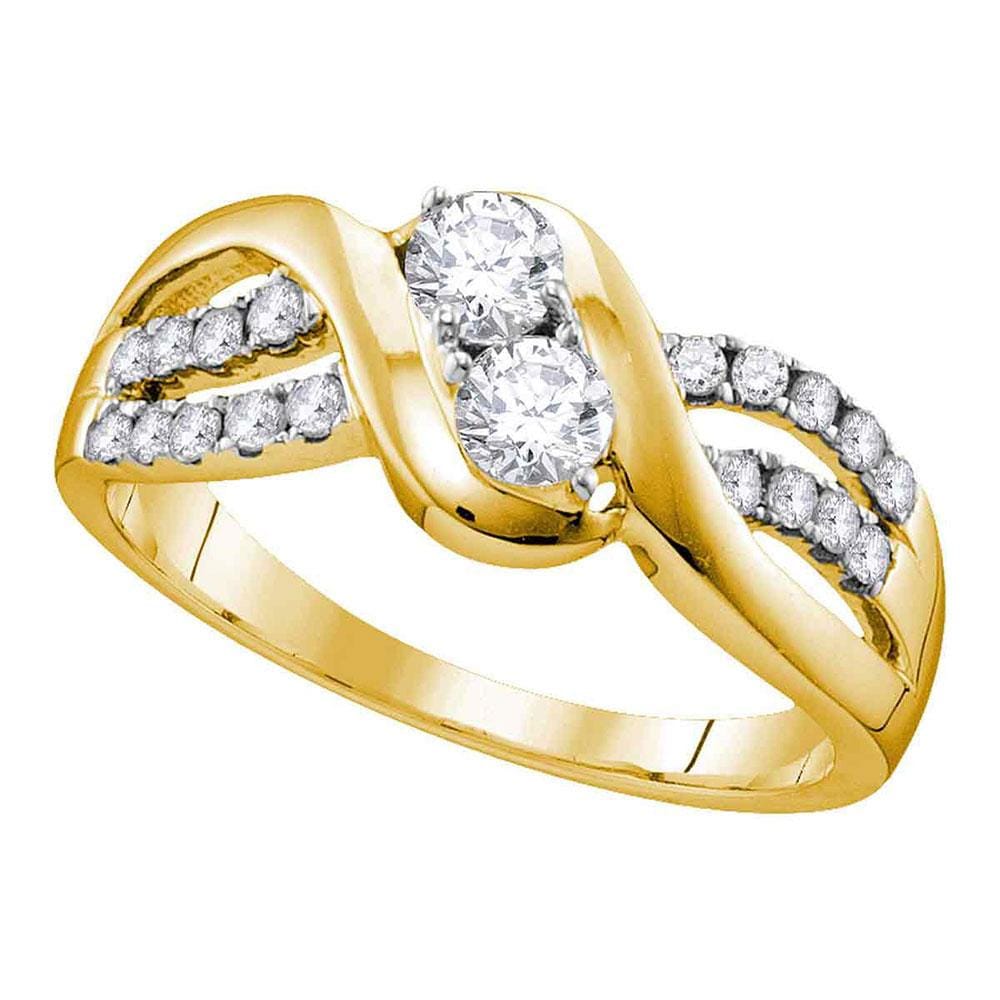 10kt Yellow Gold Round Diamond 2-stone Bridal Wedding Engagement Ring 5/8 Cttw