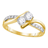 10kt Yellow Gold Womens Round Diamond 2-stone Bridal Wedding Engagement Ring 1/2 Cttw