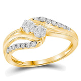 10kt Yellow Gold Round Diamond 2-stone Bridal Wedding Engagement Ring 1/2 Cttw