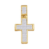 10kt Yellow Gold Womens Princess Diamond Roman Cross Religious Pendant 5/8 Cttw