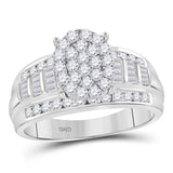 10kt White Gold Round Diamond Oval Bridal Wedding Engagement Ring 1 Cttw