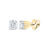 14kt Yellow Gold Womens Round Diamond Stud Earrings 1/5 Cttw