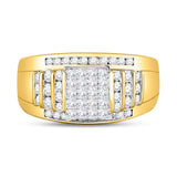 10kt Yellow Gold Womens Princess Diamond Cluster Ring 1 Cttw