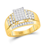 10kt Yellow Gold Womens Princess Diamond Cluster Ring 1 Cttw
