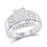 10kt White Gold Womens Princess Diamond Cluster Ring 1.00 Cttw