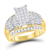 10kt Yellow Gold Womens Princess Diamond Cluster Bridal Wedding Engagement Ring 1-1/2 Cttw