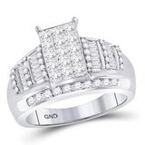 10kt White Gold Womens Princess Diamond Cluster Bridal Wedding Engagement Ring 1-1/2 Cttw