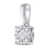 14kt White Gold Womens Princess Diamond Fashion Cluster Pendant 1/6 Cttw