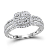 10kt White Gold Round Diamond Cushion Bridal Wedding Engagement Ring 3/8 Cttw