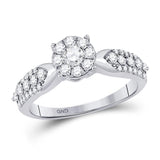 10kt White Gold Round Diamond Cluster Bridal Wedding Engagement Ring 5/8 Cttw