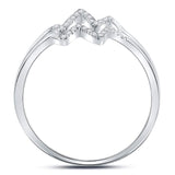 10kt White Gold Womens Round Diamond Double Heartbeat Ring 1/5 Cttw