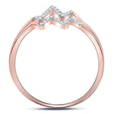 10kt Rose Gold Womens Round Diamond Double Heartbeat Ring 1/5 Cttw