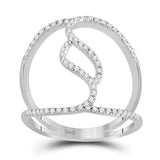 10kt White Gold Womens Round Diamond Open Strand Wide Band Ring 1/3 Cttw