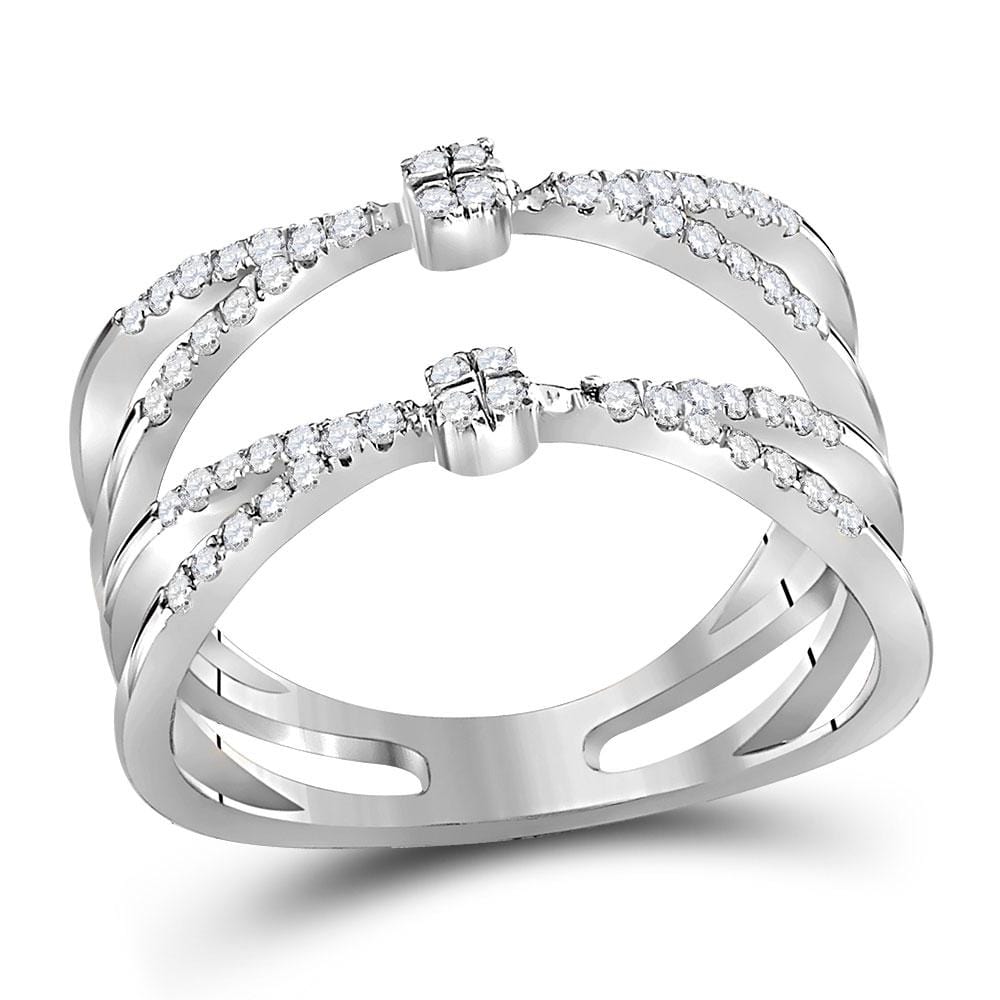 10kt White Gold Womens Round Diamond Pinched Strand Fashion Band Ring 1/3 Cttw