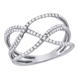 10kt White Gold Womens Round Diamond Open Strand Band Ring 1/3 Cttw
