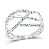 10kt White Gold Womens Round Diamond Open Strand Band Ring 1/5 Cttw