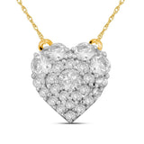10kt Yellow Gold Womens Round Diamond Heart Necklace 1/2 Cttw