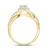 14kt Yellow Gold Heart Diamond Bridal Wedding Ring Band Set /8 Cttw