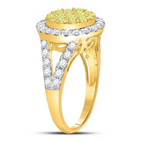 14kt Yellow Gold Womens Round Yellow Diamond Circle Frame Cluster Ring 1-5/8 Cttw