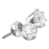 14kt White Gold Womens Round Diamond Solitaire Stud Earrings 1.00 Cttw