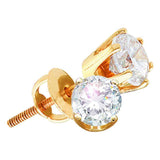 14kt Yellow Gold Womens Round Diamond Stud Earrings 2 Cttw