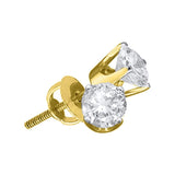 14kt Yellow Gold Womens Round Diamond Solitaire Stud Earrings 3/8 Cttw