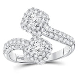 14kt White Gold Princess Diamond 2-stone Bridal Wedding Engagement Ring 1-1/2 Cttw
