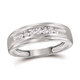 10kt White Gold Mens Round Diamond Wedding Band Ring 1/6 Cttw