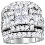 14kt White Gold Princess Diamond Halo Bridal Wedding Ring Band Set 4 Cttw