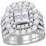 14kt White Gold Princess Diamond Bridal Wedding Ring Band Set 4-5/8 Cttw