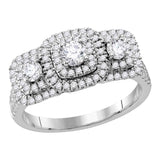 14kt White Gold Womens Round Diamond 3-stone Bridal Wedding Engagement Ring 1.00 Cttw