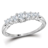 10kt White Gold Womens Round Diamond 7-stone Fashion Ring 1/3 Cttw