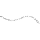 Sterling Silver Womens Round Diamond Heart Outline Link Bracelet 1/12 Cttw