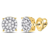 10kt Yellow Gold Womens Round Diamond Fashion Cluster Earrings 1/4 Cttw