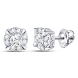 14kt White Gold Womens Round Diamond Solitaire Stud Earrings 1/2 Cttw