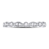 10kt White Gold Womens Round Diamond Marquise Dot Stackable Band Ring 1/6 Cttw