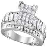 10kt White Gold Round Diamond Cluster Bridal Wedding Engagement Ring 7/8 Cttw Size