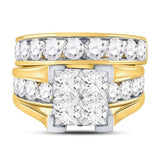 14kt Yellow Gold Princess Diamond Bridal Wedding Ring Band Set 5 Cttw