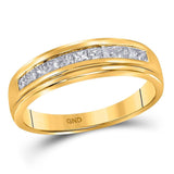 10kt Yellow Gold Mens Princess Diamond Wedding Single Row Band Ring 3/4 Cttw