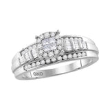 10kt White Gold Princess Round Diamond Cluster Bridal Wedding Engagement Ring 1/2 Cttw